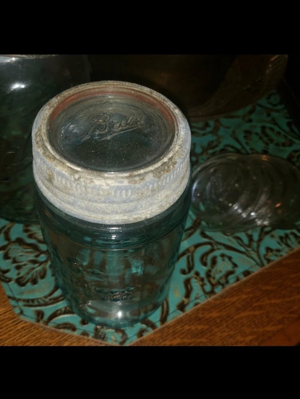 (6) Vintage Ball No. 10 Glass Jar Lid Inserts